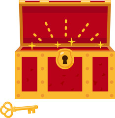 蓋を開けた輝く宝箱（正面）