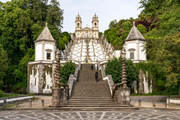 Fototapeta na wymiar baroque staircase of the sanctuary of Bom Jesus do Monte in Braga Portugal