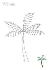 Simple Outline Stroke Exotic Palm Tree Shape Silhouette Photo Drawing Skills For Kids A3/A4/A5 suitable format size. Print it by yourself at home and enjoy!