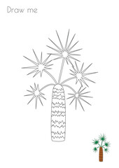 Simple Outline Stroke Exotic Palm Tree Shape Silhouette Photo Drawing Skills For Kids A3/A4/A5 suitable format size. Print it by yourself at home and enjoy!