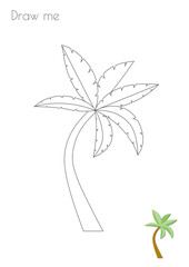 Simple Outline Stroke Exotic Palm Tree Shape Silhouette Photo Drawing Skills For Kids A3/A4/A5 suitable format size. Print it by yourself at home and enjoy!