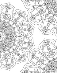 Lace Pattern Mandala. Coloring page for adults. 