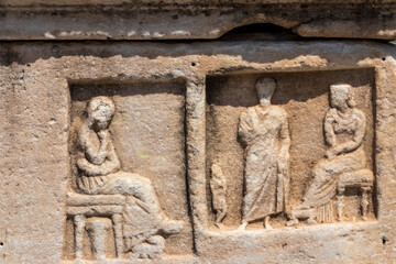 Paros. Greece. 06-05-2022. Sarcophagus detail at Paros. Cyclades Islands Greece.