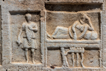 Paros. Greece. 06-05-2022. Sarcophagus detail at Paros. Cyclades Islands Greece.