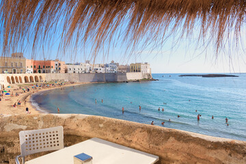 Puritate Beach in Salento, Apulia (ITALY). It is the beach of the historic center of Gallipoli. It takes its name from the church of S. Maria della Purità, dating back to the 17th century.