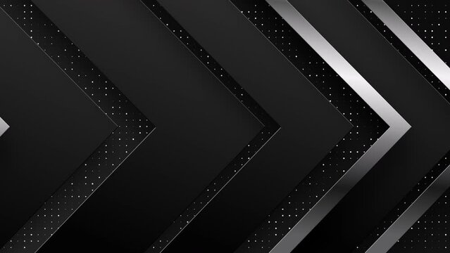 Abstract tech geometric black and silver shapes seamless loop motion graphics elegant business presentation background.