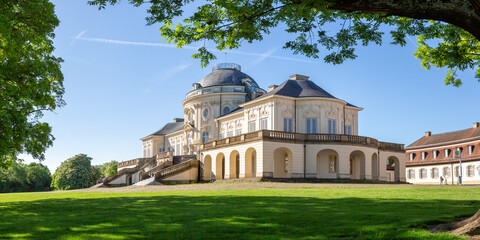 Stuttgart Solitude Castle architecture travel panorama in Germany - obrazy, fototapety, plakaty