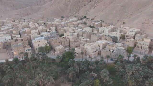 The ancient city of Hajrin in Hadhramaut, Yemen.(aerial photography)