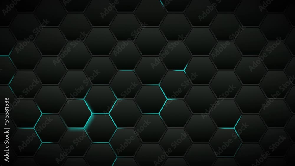 Poster futuristic hexagons surface loop multicolor background. abstract hexagonal surface animation. neon c