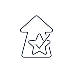 Promoting quality standards. Vector linear icon isolated on white background.