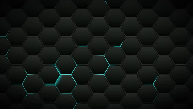 Futuristic Hexagons Surface Loop Multicolor background. Abstract hexagonal surface animation. Neon colors. Seamless loop.