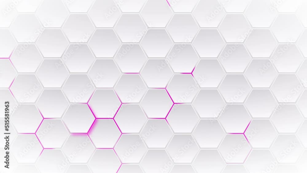 Aufkleber abstract technological background white hexagons with fuchsia glow. seamless loop