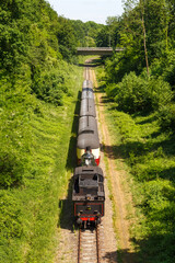 Miljoenenlijn steam train locomotive museum railway portrait format near Kerkrade in the Netherlands