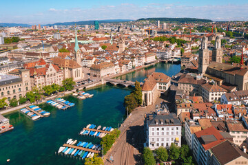 Fototapeta na wymiar Aerial view of downtown Zurich, Switzerland