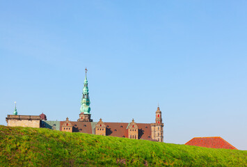 Castle with natural fortifications . Kronborg Slot 16th-century castle in Helsingor Denmark