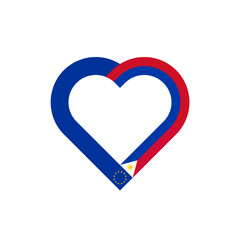 unity concept. heart ribbon icon of european union and philippines flags. vector illustration isolated on white background