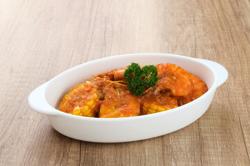 Udang Saus Padang (Shrimp in Chili Sauce), traditional food from Padang, Indonesia.
