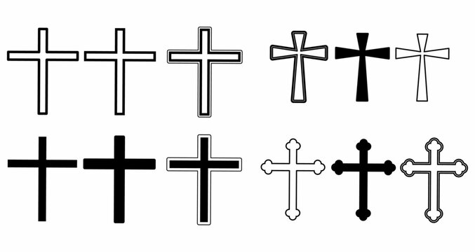 Christian cross set isolated on white background