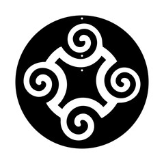 Black solid icon for Four spirals