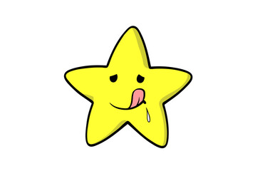 Gelbes Stern Gesicht als Emoticon schaut hungrig