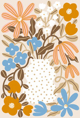 Earth tones bouquet on cream background, isolated illustration