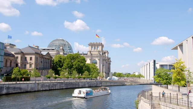 Berlin Government District with Reichstag Building and Spree in Summer