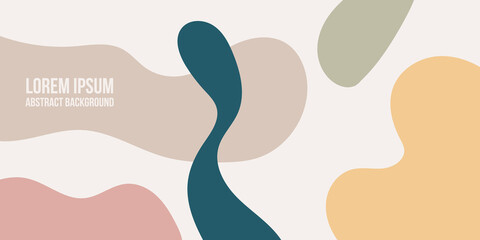Abstract organic rounded shapes background. Hand drawn neutral colors banner. For newsletter, web, social media post, promotional banner, advertising and branding. Vector illustration, flat design