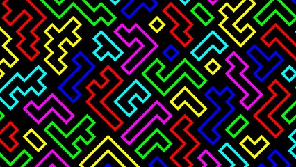 colorful geometric shaped maze. for wallpaper or background.