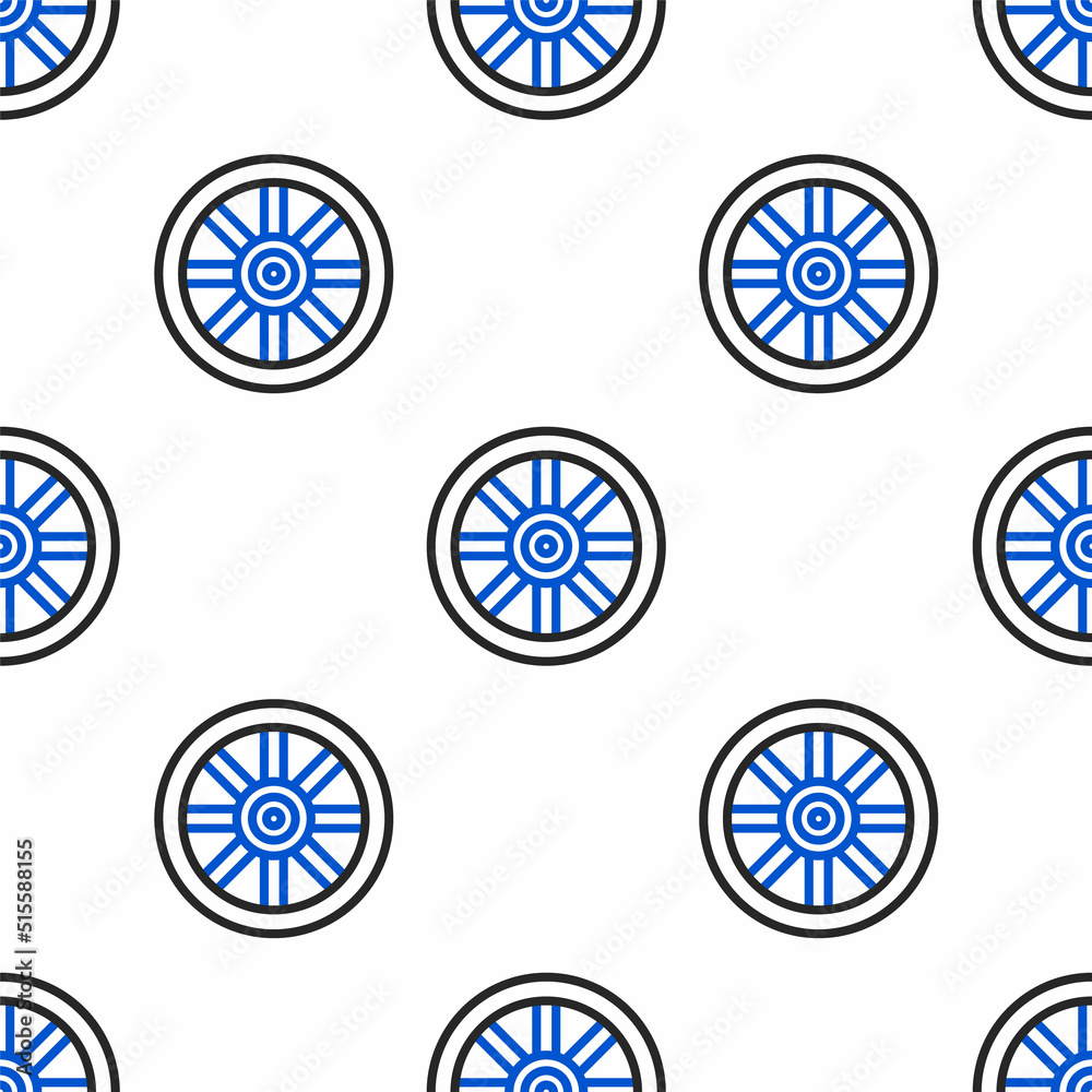 Canvas Prints Line Old wooden wheel icon isolated seamless pattern on white background. Colorful outline concept. Vector