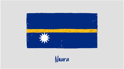 Nauru Flag Marker or Pencil Sketch Illustration Vector
