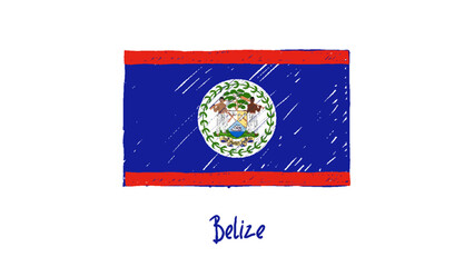 Fototapeta premium Belize Flag Marker or Pencil Sketch Illustration Vector
