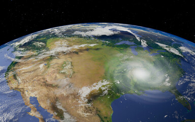 Hurricane approaching Americas. Global earth background. the hurricane that's going to hit America. 3D render