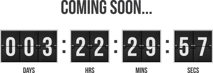 Coming soon countdown timer vector illustration - obrazy, fototapety, plakaty
