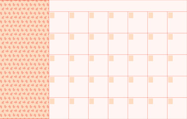 Page template for monthly planning, important dates or notes, .smooth shapes.