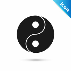 Grey Yin Yang symbol of harmony and balance icon isolated on white background. Vector