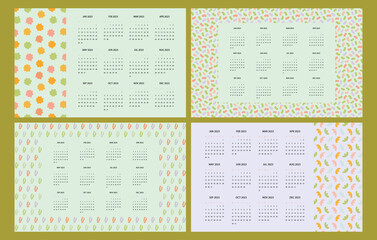 2023 calendar template set, identity stationery design, .wavy figures.