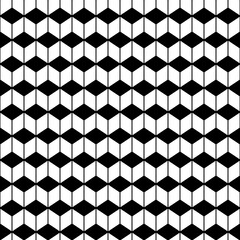 Repeated color cubes background. Rhombuses tessellation wallpaper. Seamless surface pattern design with polygons. Cubic motif. Digital paper with dices for page fills, web designing, textile print.