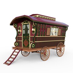 3D-illustration of a old fashioned waggon over white