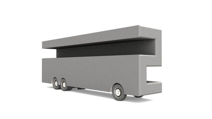 3D illustration of number two Shaped bus
