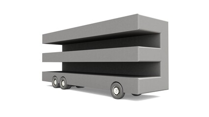 3D illustration of number three Shaped bus