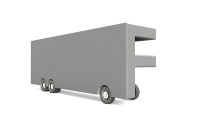 3D illustration of Letter F Shaped bus