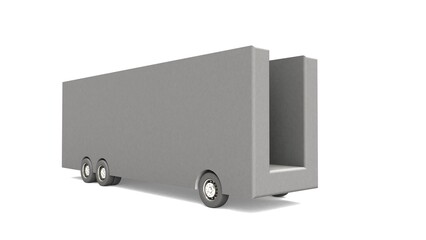 3D illustration of Letter U Shaped bus