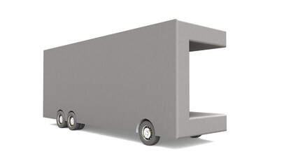 3D illustration of Letter C Shaped bus