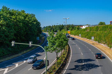 Segment of highway in the suburbs of a European city.