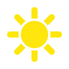 Sun icon. Weather icon for smartphone or can be used for other media. Yellow sun star icon  Summer, sunlight, nature, sky. Vector illustration isolated on white background.
