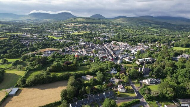 Kenmare County Kerry Ireland rising drone aerial view summer
