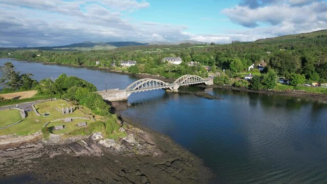 Our ladys road bridge Kenmare County Kerry Ireland drone aerial view