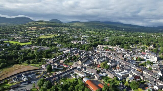 Kenmare County Kerry Ireland panning drone aerial view