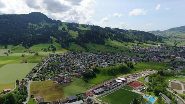 Aerial view of Appenzell village in Switzerland, Europe
