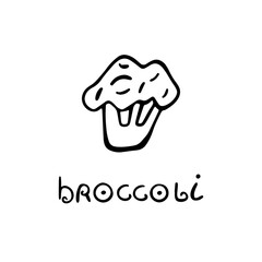 Hand drawn broccoli food icon. Doodle vector illustration
